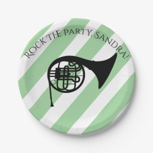 Prato De Papel Instrumentos Musicais De Trompetes E Rolos