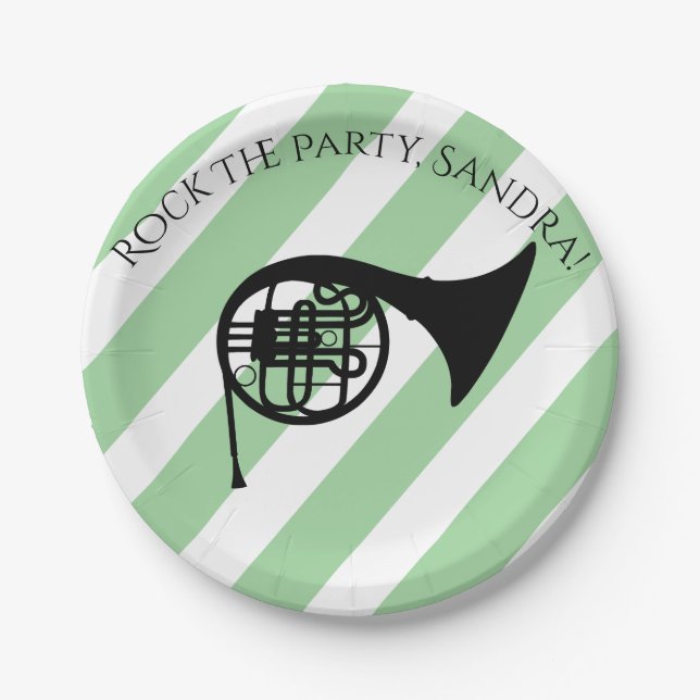 Prato De Papel Instrumentos Musicais De Trompetes E Rolos (Frente)