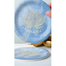 Prato De Papel Instrutor de Meditação do Lotus Studio Dourado Azu