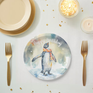 Prato De Papel Inverno-pinguim-pinguim-Festa de aniversário -