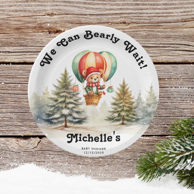 Prato De Papel Inverno podemos esperar Chá de fraldas de Natal (Criador carregado)