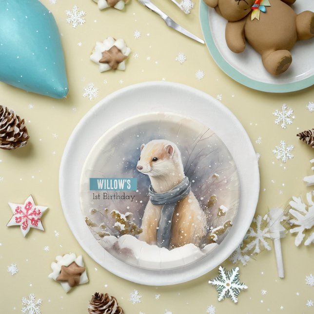 Prato De Papel Inverno Víberes Ermine - Festa de aniversário - (Criador carregado)
