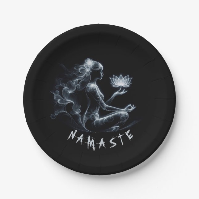 Prato De Papel Ioga Instrutor Lotus Meditação Pose Brilhante (Frente)