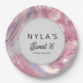 Prato De Papel Iridesecent Pink and Purple Sequin