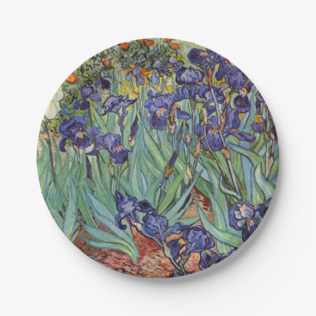 Prato De Papel Íris de Van Gogh Pintura Impressionista (Frente)
