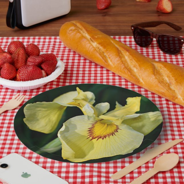 Prato De Papel Iris Floral Amarelo Japonês (Piquenique)