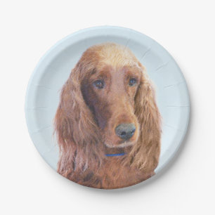 Prato De Papel Irish Setter Painting - Bela Arte Original De Cach