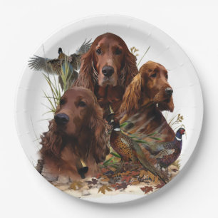 Prato De Papel Irish Setters com Faasants - Caça à Paixão