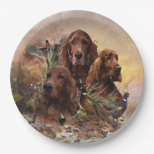 Prato De Papel Irish Setters com Faasants - Caça à Paixão