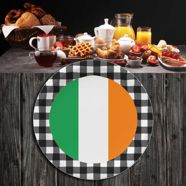 Prato De Papel Irlanda Plate, xadrez de búfalo e Bandeira Irlande (Criador carregado)