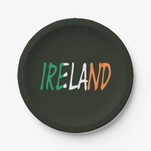 Prato De Papel Irlanda sobreposta à bandeira irlandesa Papelão