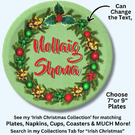 Prato De Papel Irlandês Nollaig Shona Merry Natal 7"