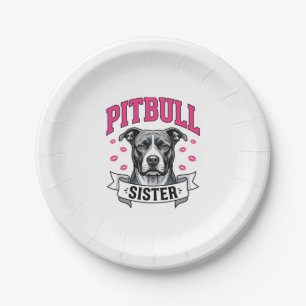 Prato De Papel Irmã Pitbull Design Vetorial de Amante de Cachorro