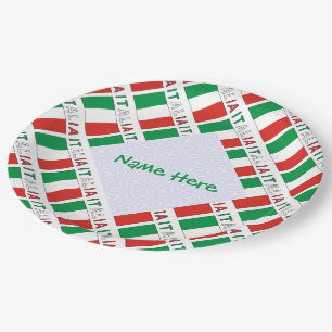 Prato De Papel Italia Bandeira Italiana Revestida Verde Personali