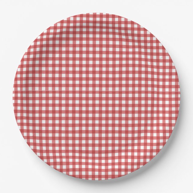 Prato De Papel Italian Ciao Baby Red Checkered Baby Shower  (Frente)