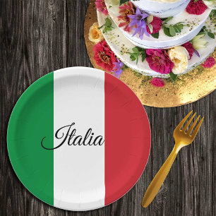 Prato De Papel Italiano Flag & Italy - festa, aniversário/esport