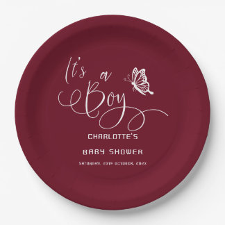 Prato De Papel It's A Boy Modern Minimal Butterfly Baby Shower