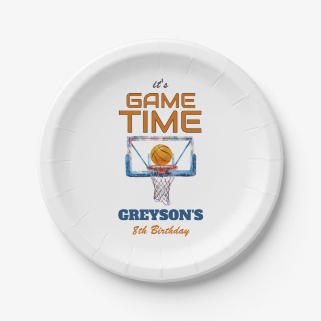 Prato De Papel It's Game Time Any Age Birthday (Frente)