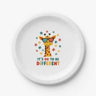Prato De Papel It's Ok To Be Different Giraffe Autism Awareness B