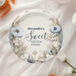 Prato De Papel Ivory Wildflower Art Nouveau Sweet Sixteen