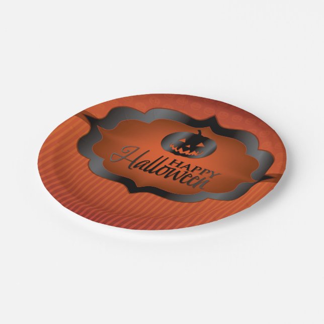 Prato De Papel Jack de laranja do Halloween o'lantern (Inclinado)