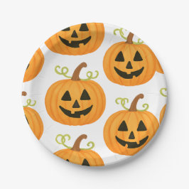 Prato De Papel Jack-o'-Lantern Pattern