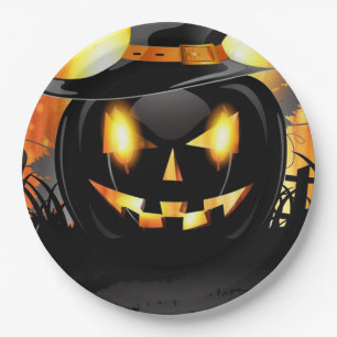 Prato De Papel Jack-o-Lanterna