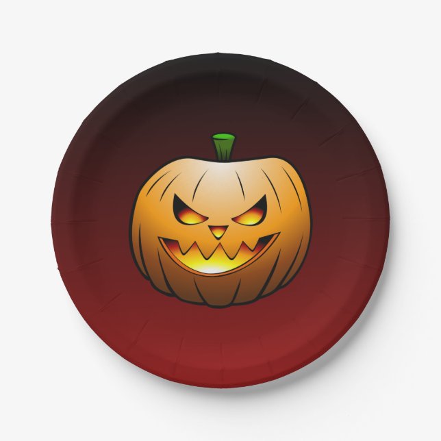 Prato De Papel Jack o'lantern Halloween (Frente)