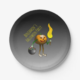 Prato De Papel Jack O'lantern saindo para doces ou travessuras