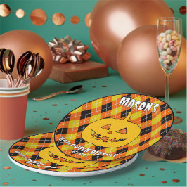 Prato De Papel Jack ou lanterna do Halloween Argyle