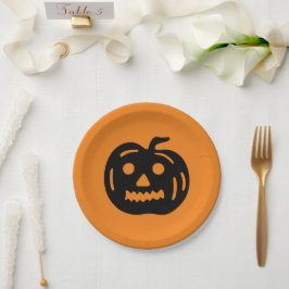 Prato De Papel Jack preto de laranja do Halloween ou borra assust
