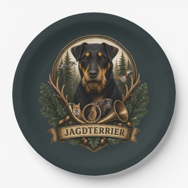 Prato De Papel Jagdterrier ,  Logotipo de Caça (Frente)