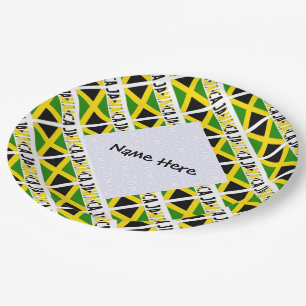 Prato De Papel Jamaica e Bandeira Jamaicana Personalizados em Mos