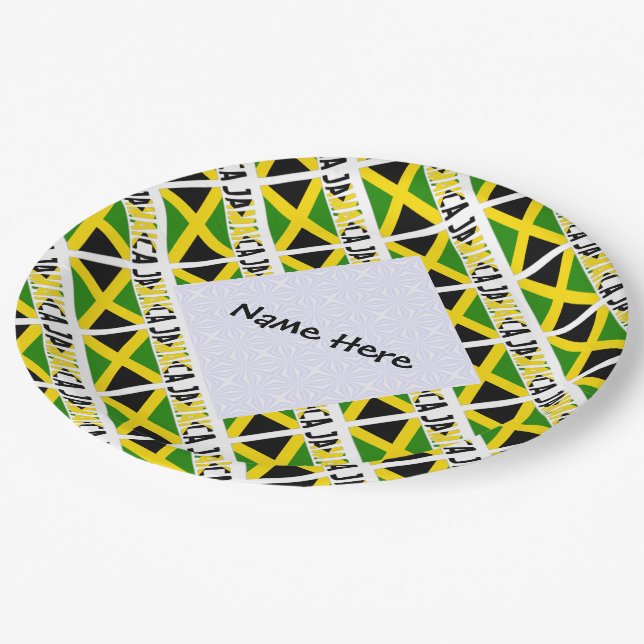 Prato De Papel Jamaica e Jamaicano Flag Personalizados (Inclinado)