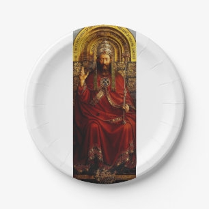 Prato De Papel Jan van Eyck Deus Pai no Trono Arte Fina