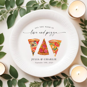Prato De Papel Jantar de Ensaios Amor e Pizza