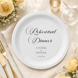 Prato De Papel Jantar de Ensaios de Casamento com Letra Elegante