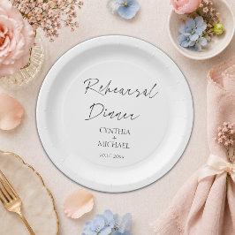 Prato De Papel Jantar de Ensaios de Casamento com Roteiro Simples