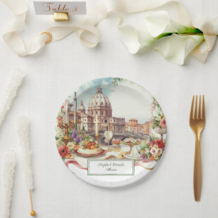 Prato De Papel Janto Casamento de Convite para Itália Elegante