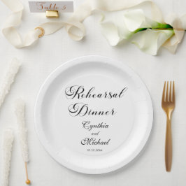 Prato De Papel Janto de Ensaio de Casamento de Script Moderno