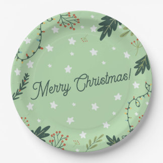Prato De Papel Janto de Natal Ano Novo Placa verde de sábio