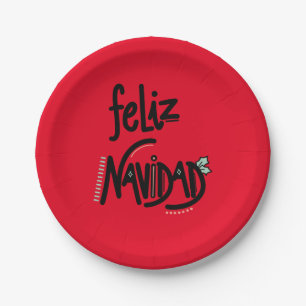 Prato De Papel Janto do Partido de Natal Feliz Navidad