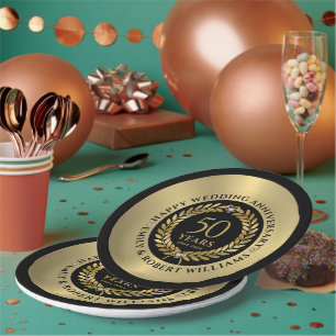 Prato De Papel janto Dourado laurel wreath no 50º aniversário do