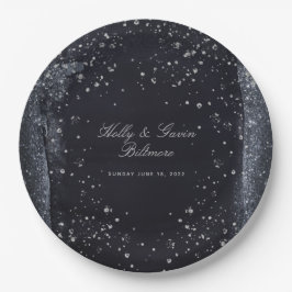 Prato De Papel Janto Silver Starry Night Weding 9 Polegadas