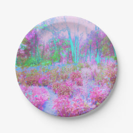 Prato De Papel Jardim Abstrato de Rosa Impressionista e Turquesa