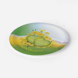 Prato De Papel Jardim Amarelo Sunshine de Casamento de 1rua