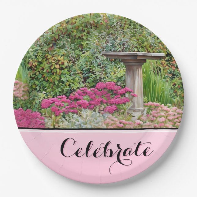Prato De Papel Jardim de Celebração - Placas de Papel (Frente)