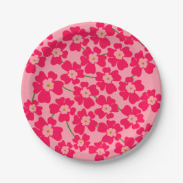 Prato De Papel Jardim de Flores Fantasia Rosa Magenta  