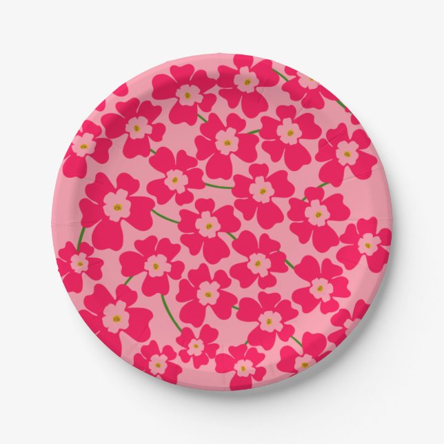 Prato De Papel Jardim de Flores Fantasia Rosa Magenta   (Frente)