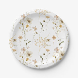 Prato De Papel Jardim de flores silvestres Boho Floral chá de noi